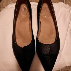 Anthro All black cap toe ballet flats size 39